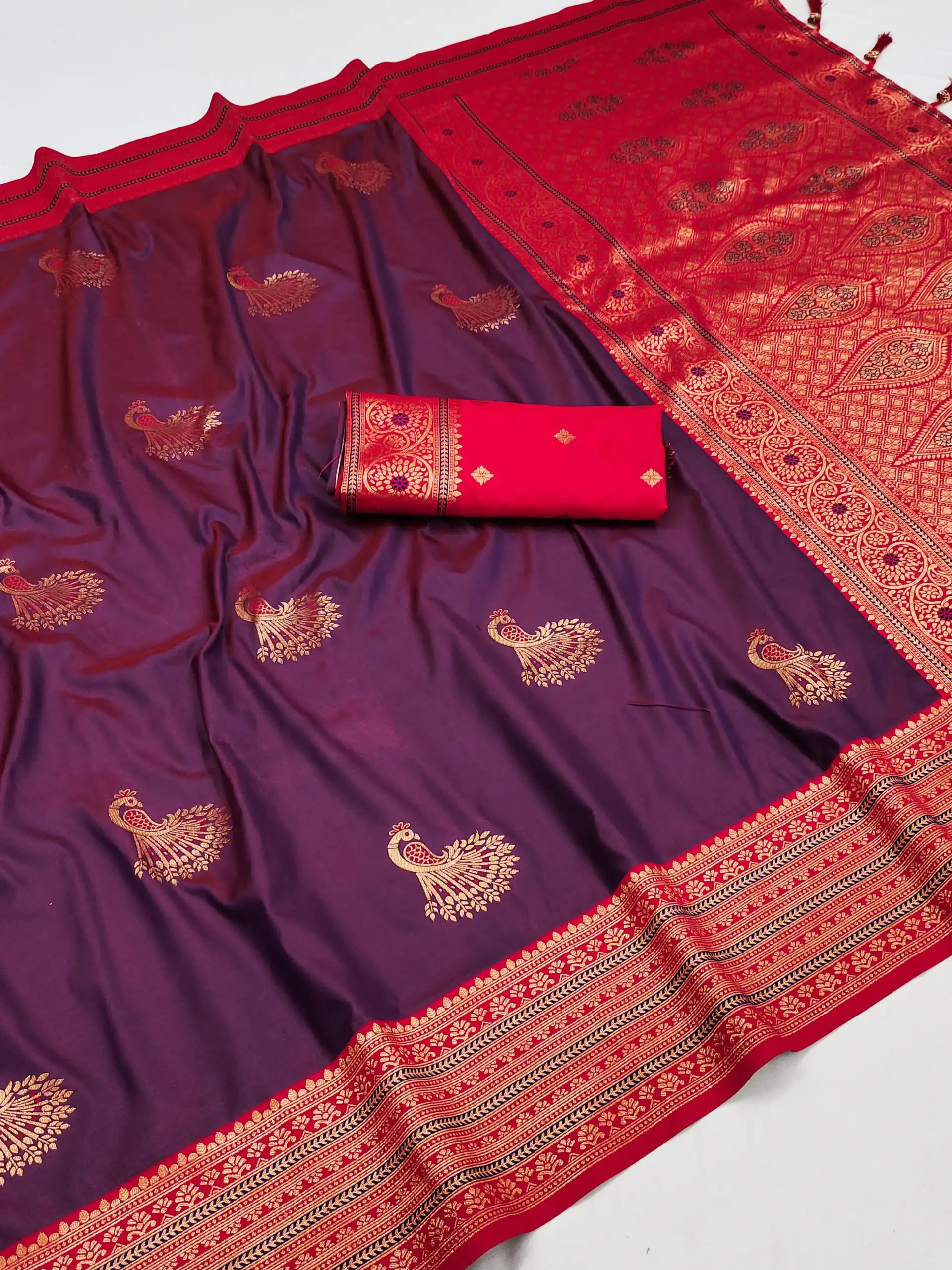 Wine Soft Silk Zari Lace Work Saree | Sarees, Bollywood Sarees, Creative Sarees, Designer Sarees, Embroidered Sarees, Ethnic Saree, Modern Digital sarees, Party Wear Sarees