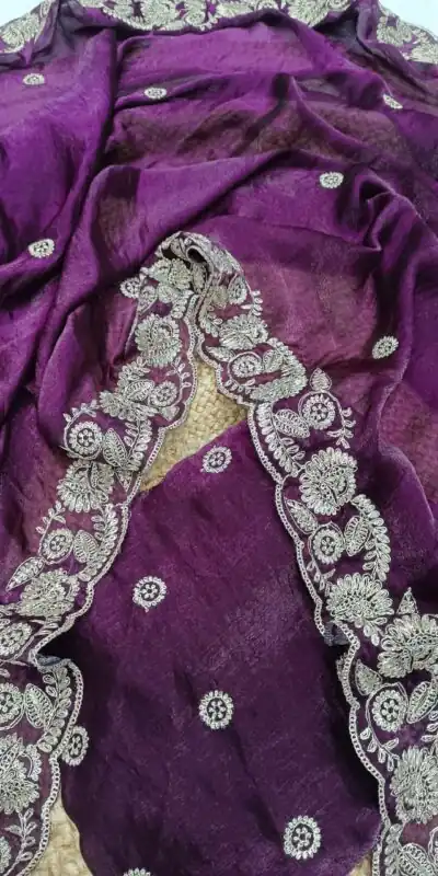 Wine Space Silk Embroidery Work Saree | Sarees, Bollywood Sarees, Creative Sarees, Designer Sarees, Embroidered Sarees, Ethnic Saree, Modern Digital sarees, Party Wear Sarees