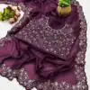 Wine Star Georgette Silk Embroidery Work Saree | Sarees, Bollywood Sarees, Creative Sarees, Designer Sarees, Embroidered Sarees, Ethnic Saree, Modern Digital sarees, Party Wear Sarees