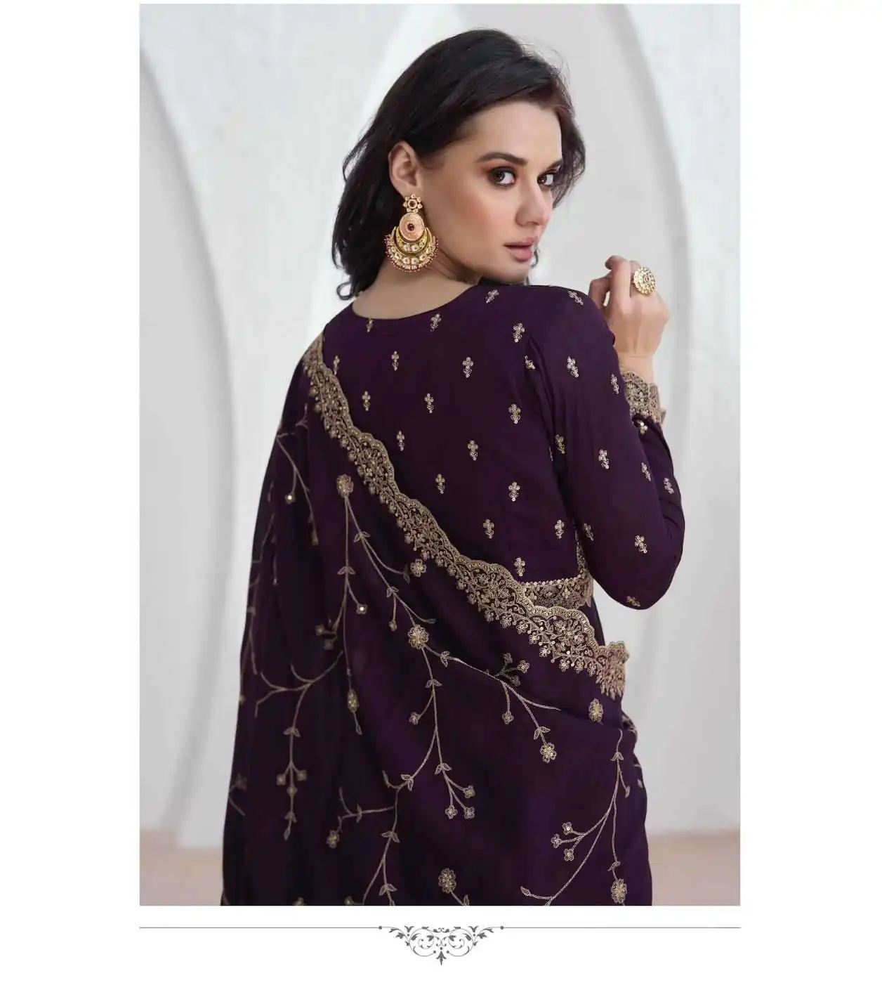 Wine Vichitra Embroidery Lace Work Salwar Suit | Jump Suits, Salwar suit, Casual Suits, Creative suits, Designer Suits, Palazzo Suits, Party Wear Suits, Patiala Suits, Straight Suits