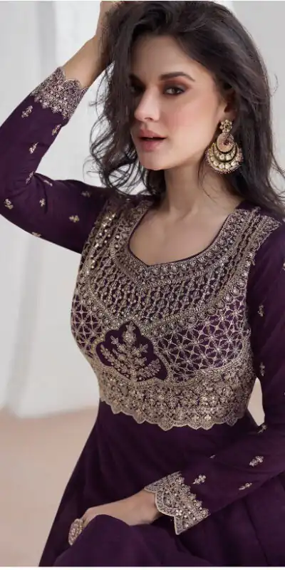 Wine Vichitra Embroidery Lace Work Salwar Suit | Jump Suits, Salwar suit, Casual Suits, Creative suits, Designer Suits, Palazzo Suits, Party Wear Suits, Patiala Suits, Straight Suits