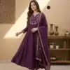 Wine Vichitra Silk Sequence Work Gown | Gowns, Bollywood Gowns, Creative Gowns, Designer Gowns, Embroidered Gowns, Party Wear Gowns