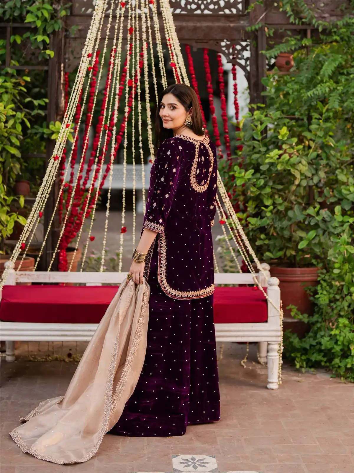 Wine Viscose Velvet Thread Sequence Work Salwar Suit | Jump Suits, Tops & Bottoms, Track Suits, Salwar suit, Casual Suits, Creative suits, Designer Suits, Palazzo Suits, Party Wear Suits, Patiala Suits, Straight Suits, Trendy Wear