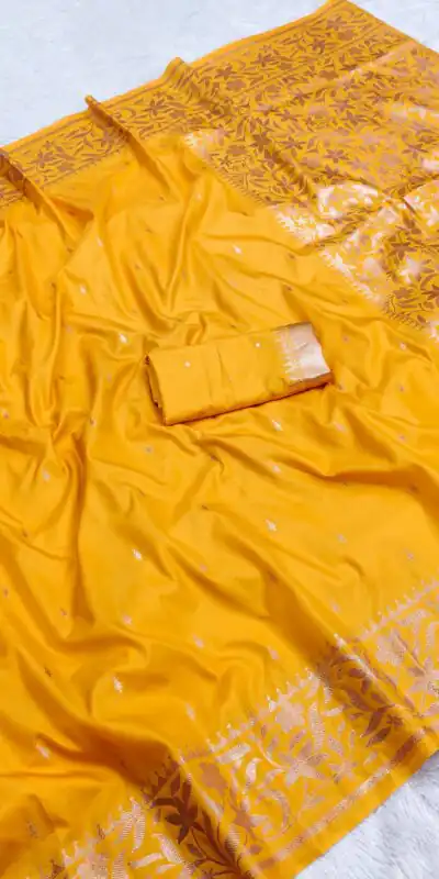 Yellow Banarasi Silk Zari Weaving Lace Work Saree | Sarees, Bollywood Sarees, Creative Sarees, Designer Sarees, Embroidered Sarees, Ethnic Saree, Modern Digital sarees, Party Wear Sarees