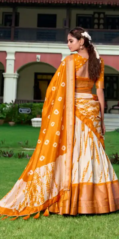 Yellow Dola Silk Shikora Print Zari Border Lehenga Choli | Lehenga, Bollywood Lehenga, Creative Lehenga, Designer Lehenga, Embroidered Lehenga, Party Wear Lehenga
