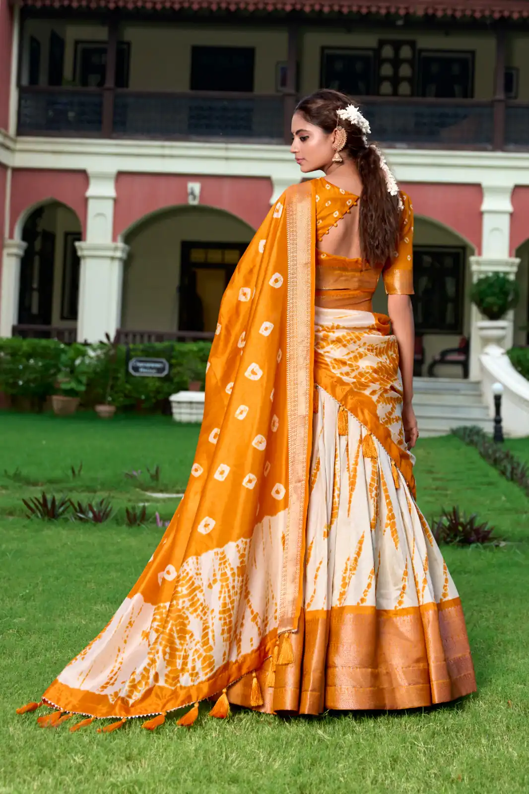Yellow Dola Silk Shikora Print Zari Border Lehenga Choli | Lehenga, Bollywood Lehenga, Creative Lehenga, Designer Lehenga, Embroidered Lehenga, Party Wear Lehenga