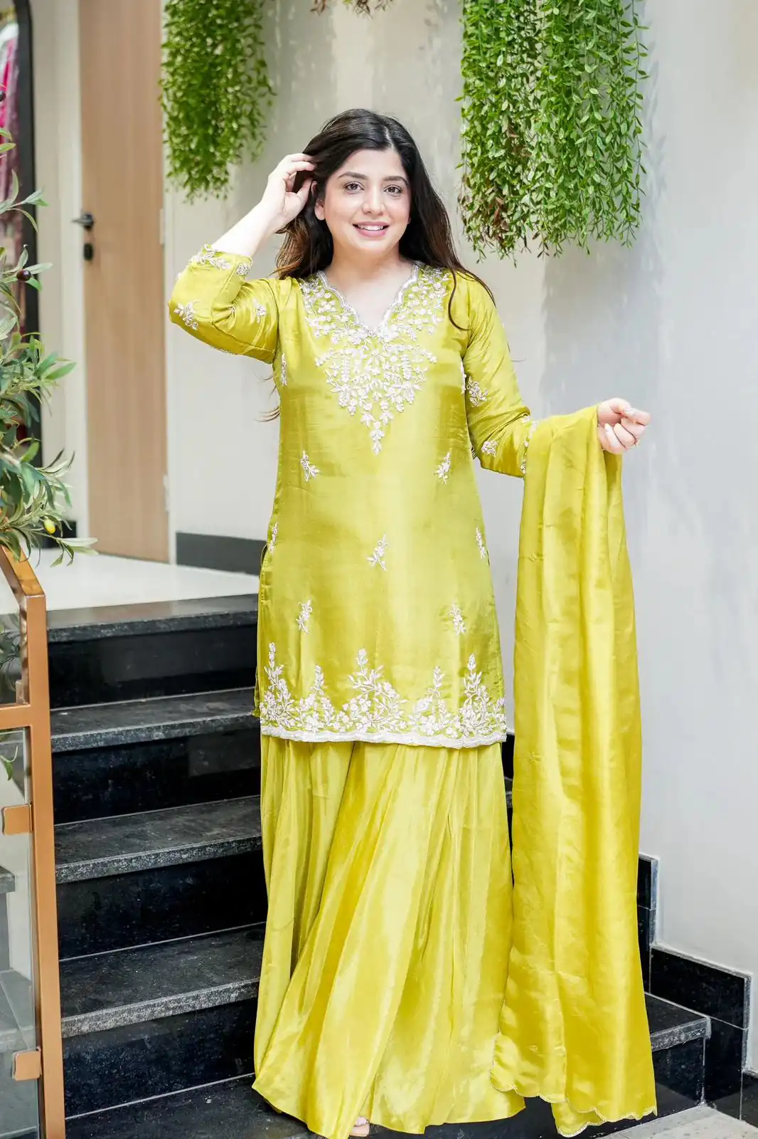 Yellow Fendy Embroidery Work Salwar Suit | Jump Suits, Salwar suit, Casual Suits, Creative suits, Designer Suits, Palazzo Suits, Party Wear Suits, Patiala Suits, Straight Suits