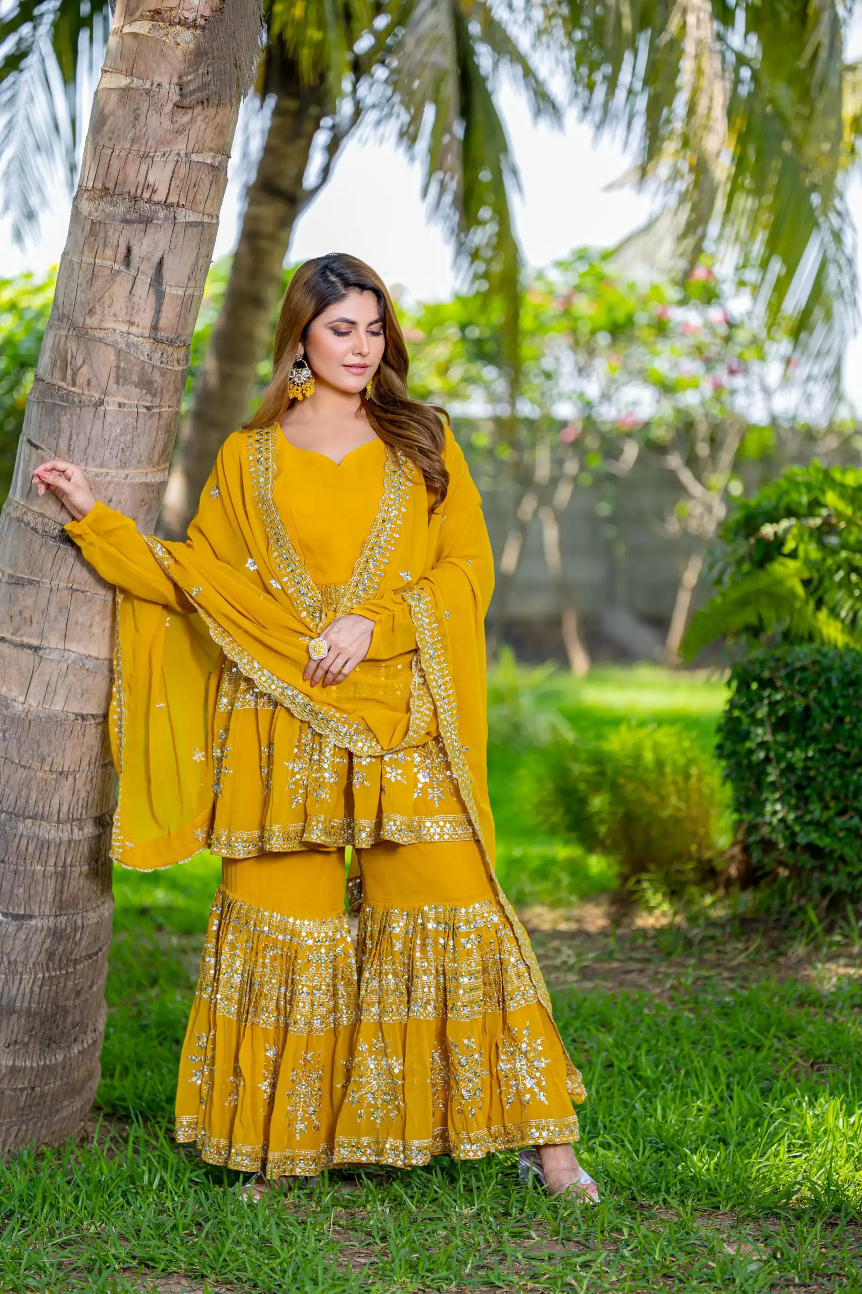 Yellow Georgette 7mm Sequence Work Salwar Suit | Jump Suits, Salwar suit, Casual Suits, Creative suits, Designer Suits, Palazzo Suits, Party Wear Suits, Patiala Suits, Straight Suits