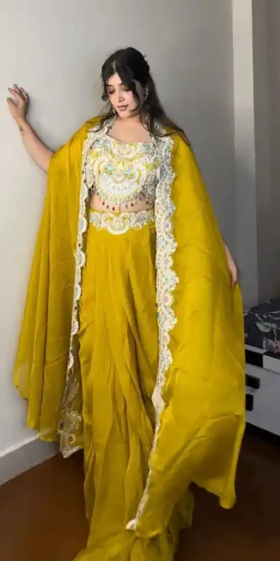 Yellow Georgette Sequence Diamond Work Dhoti Suit | Jump Suits, Salwar suit, Casual Suits, Creative suits, Designer Suits, Palazzo Suits, Party Wear Suits, Patiala Suits, Straight Suits