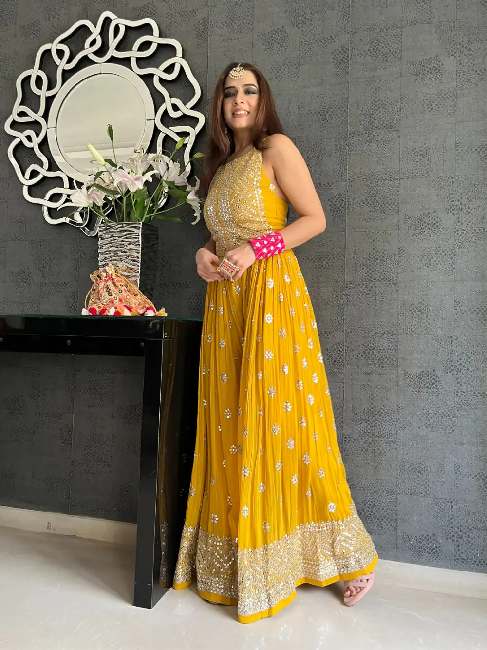 Yellow Jumpsuit with Sequin Work | Jump Suits, Salwar suit, Casual Suits, Creative suits, Designer Suits, Palazzo Suits, Party Wear Suits, Straight Suits
