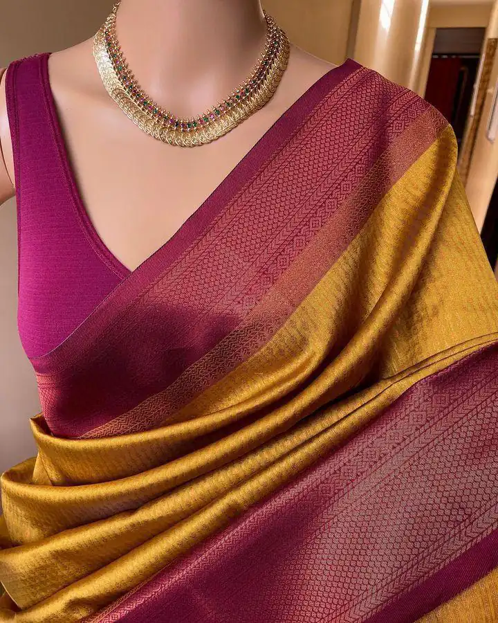 Yellow Lichi Silk Jacquard Border Lace Work Saree | Sarees, Bollywood Sarees, Creative Sarees, Designer Sarees, Embroidered Sarees, Ethnic Saree, Modern Digital sarees, Party Wear Sarees