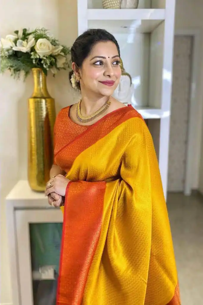 Yellow Lichi Silk Lace Border Work Saree | Sarees, Bollywood Sarees, Creative Sarees, Designer Sarees, Embroidered Sarees, Ethnic Saree, Modern Digital sarees, Party Wear Sarees
