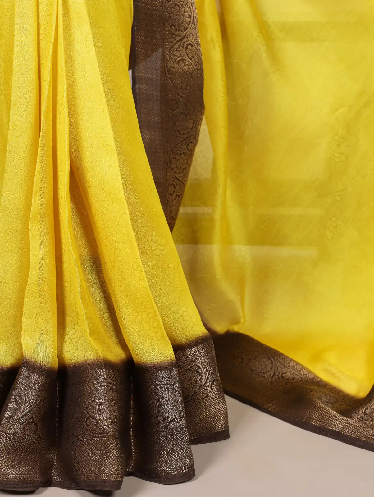 Yellow Marsh Mello Zari Work Saree | Sarees, Bollywood Sarees, Creative Sarees, Designer Sarees, Embroidered Sarees, Ethnic Saree, Modern Digital sarees, Party Wear Sarees
