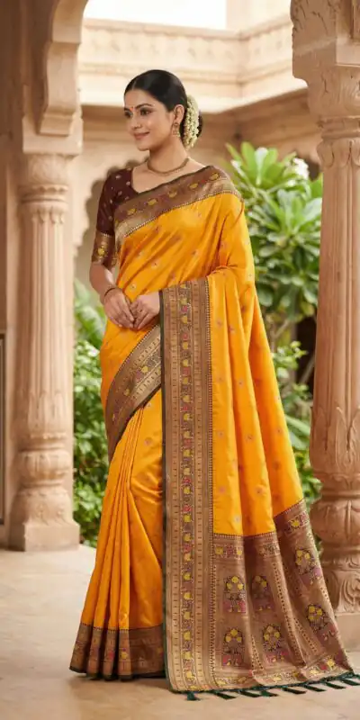 Yellow Meenakari Lace Zari Work Saree | Sarees, Bollywood Sarees, Creative Sarees, Designer Sarees, Embroidered Sarees, Ethnic Saree, Modern Digital sarees, Party Wear Sarees
