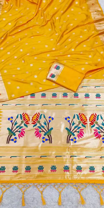 Yellow Paithani Silk Lace Zari Work Saree | Sarees, Bollywood Sarees, Creative Sarees, Designer Sarees, Embroidered Sarees, Ethnic Saree, Modern Digital sarees, Party Wear Sarees