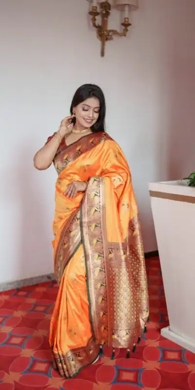 Yellow Pethani Silk Zari Lace Work Saree | Sarees, Bollywood Sarees, Creative Sarees, Designer Sarees, Embroidered Sarees, Ethnic Saree, Modern Digital sarees, Party Wear Sarees