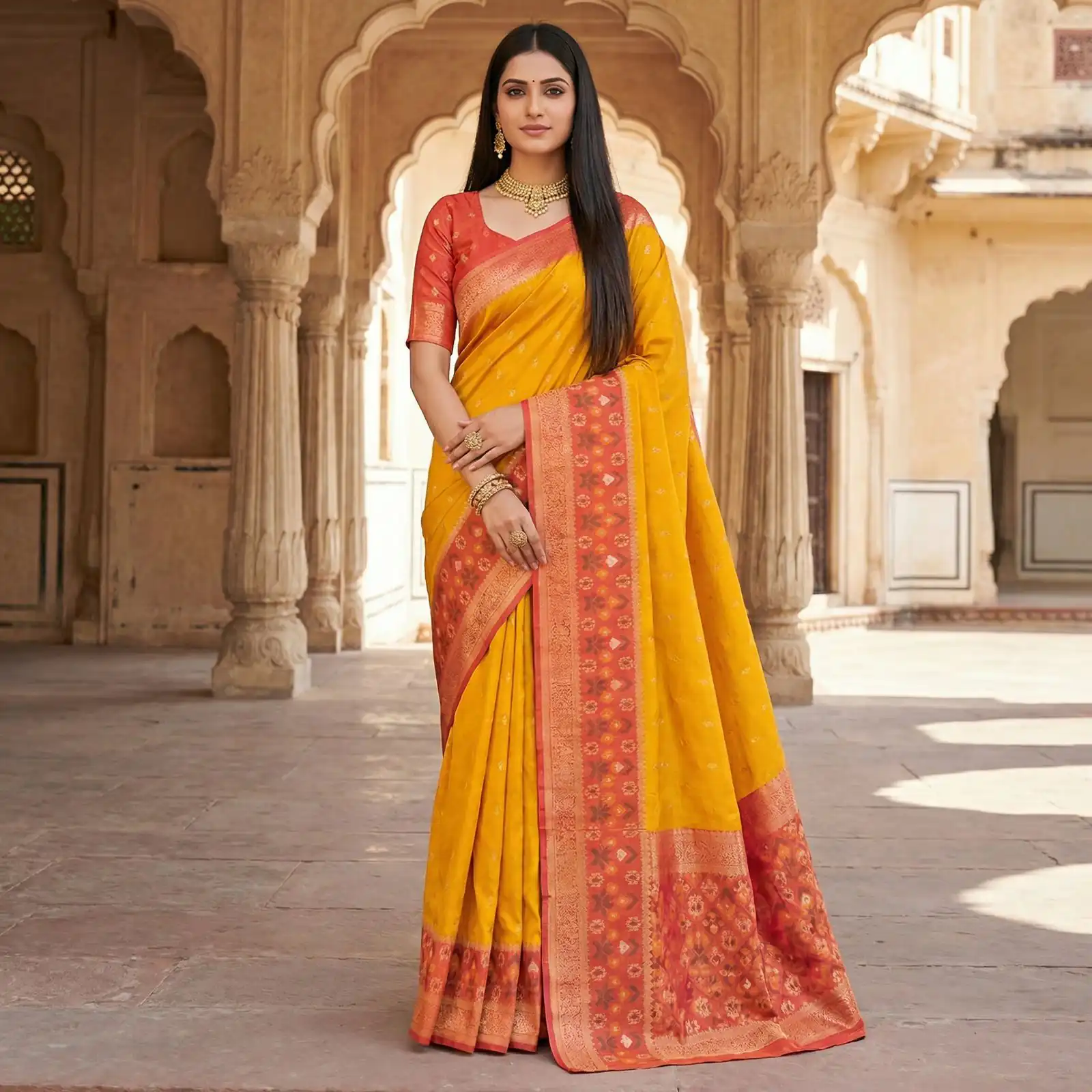 Yellow Pochampalli Silk Zari Work Saree | Sarees, Bollywood Sarees, Creative Sarees, Designer Sarees, Embroidered Sarees, Ethnic Saree, Modern Digital sarees, Party Wear Sarees
