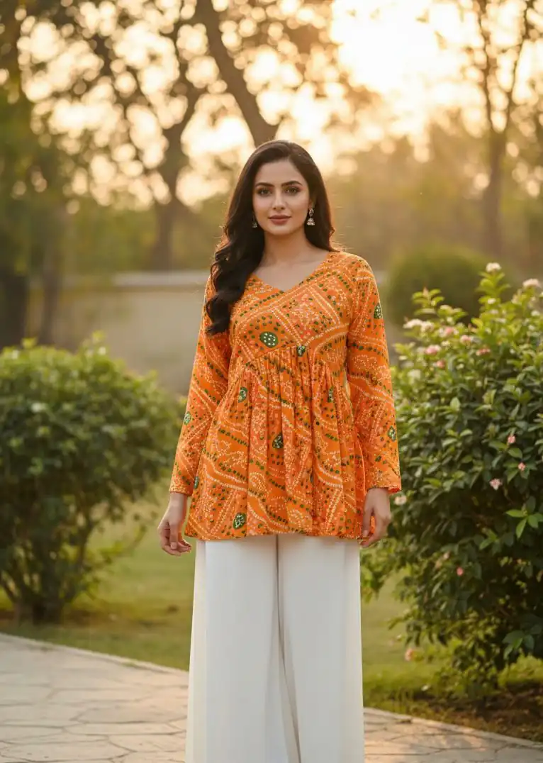 Yellow Pure Georgette With Printed Kurti | Kurti, Bollywood Kurti, Creative Kurtis, Designer Kurti, Party Wear Kurti, Selfie Kurti