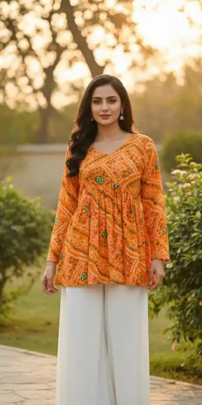 Yellow Pure Georgette With Printed Kurti | Kurti, Bollywood Kurti, Creative Kurtis, Designer Kurti, Party Wear Kurti, Selfie Kurti