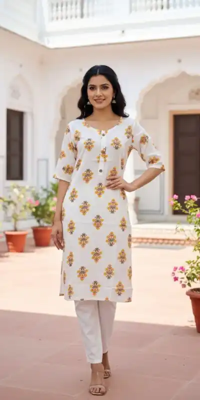 Yellow Rayon Print Kurti | Kurti, Bollywood Kurti, Creative Kurtis, Designer Kurti, Party Wear Kurti, Selfie Kurti