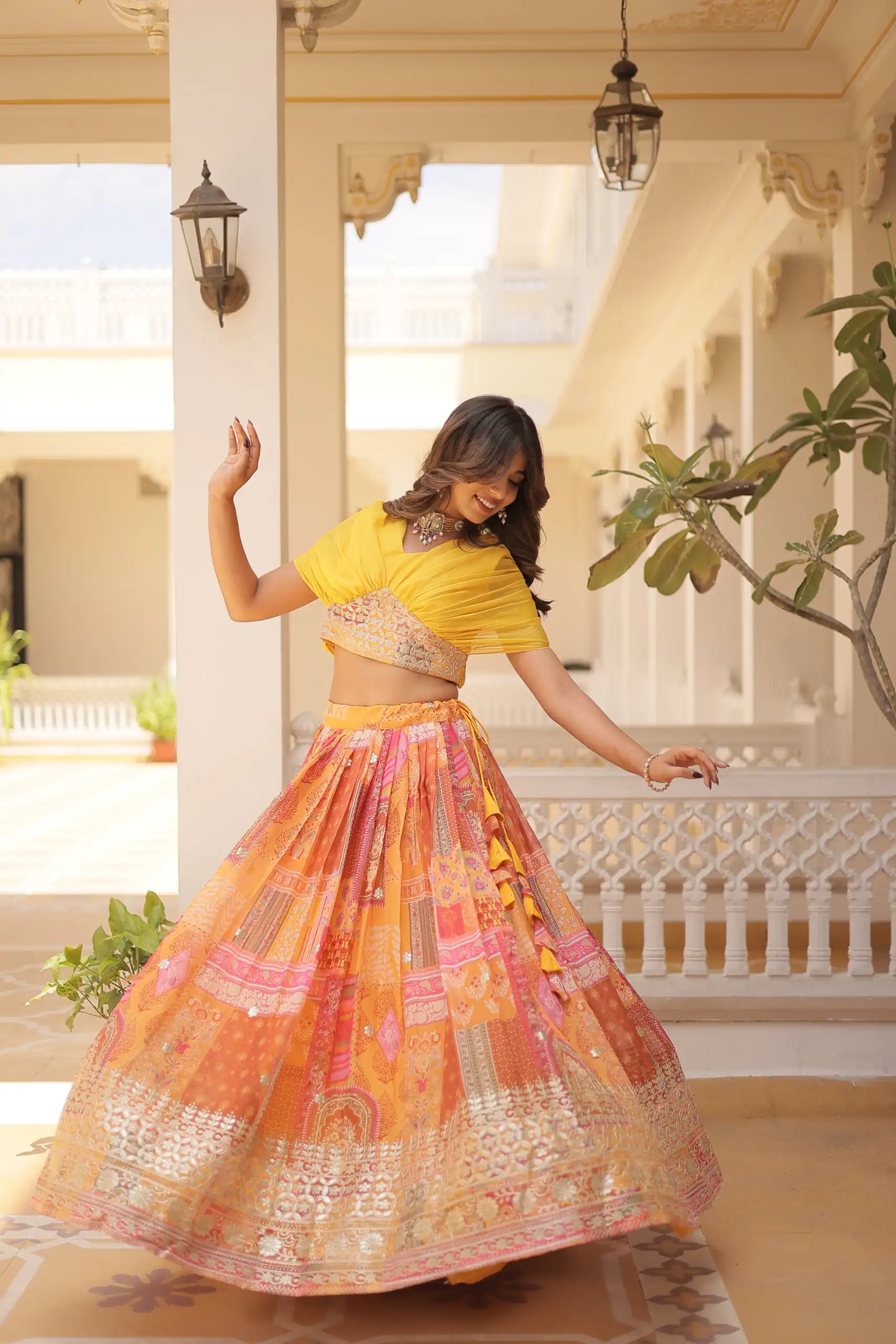 Yellow Russian Silk Embroidery Work Lehenga Choli | Lehenga, Bollywood Lehenga, Creative Lehenga, Designer Lehenga, Embroidered Lehenga, Party Wear Lehenga