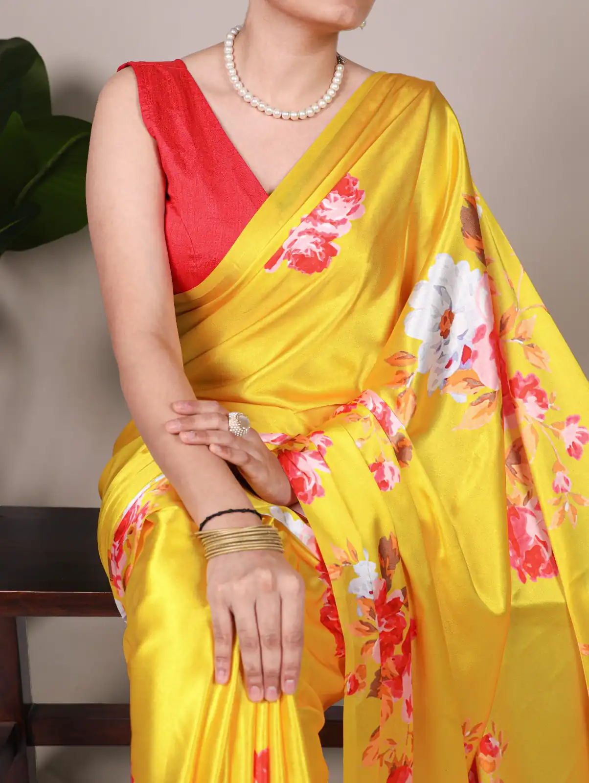 Yellow Satin Silk Printed Saree | Sarees, Bollywood Sarees, Creative Sarees, Designer Sarees, Embroidered Sarees, Ethnic Saree, Modern Digital sarees, Party Wear Sarees