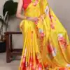 Yellow Satin Silk With Floral Printed Saree | Sarees, Bollywood Sarees, Creative Sarees, Designer Sarees, Embroidered Sarees, Ethnic Saree, Modern Digital sarees, Party Wear Sarees