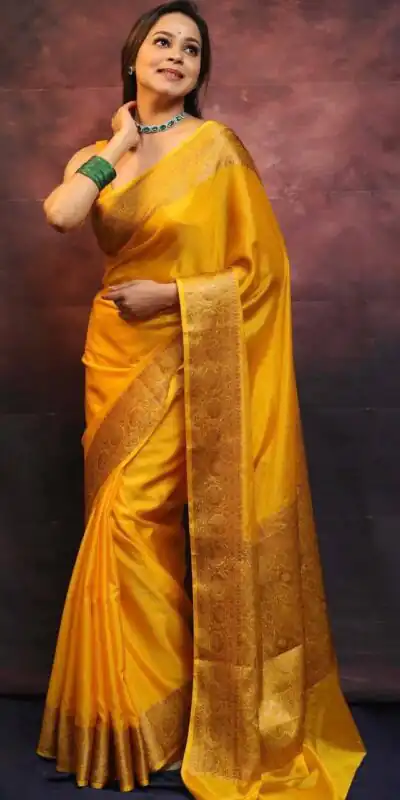 Yellow Soft Lichi Silk Lace Border Saree | Sarees, Bollywood Sarees, Creative Sarees, Designer Sarees, Embroidered Sarees, Ethnic Saree, Modern Digital sarees, Party Wear Sarees