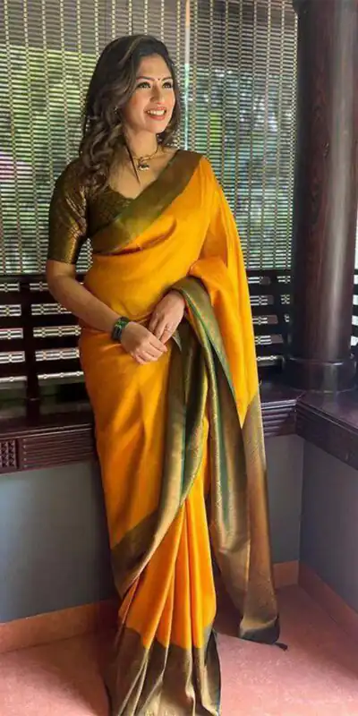 Yellow Soft Lichi Silk On All Over Saree | Sarees, Bollywood Sarees, Creative Sarees, Designer Sarees, Embroidered Sarees, Ethnic Saree, Modern Digital sarees, Party Wear Sarees