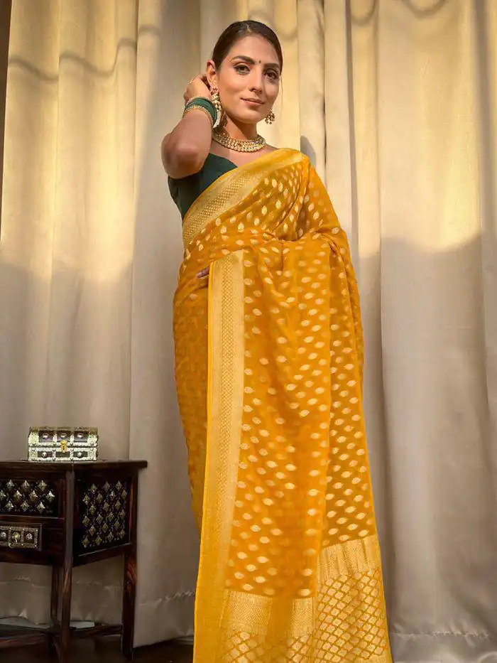 Yellow Soft Lichi Silk Rich Pallu Work Saree | Sarees, Bollywood Sarees, Creative Sarees, Designer Sarees, Embroidered Sarees, Ethnic Saree, Modern Digital sarees, Party Wear Sarees