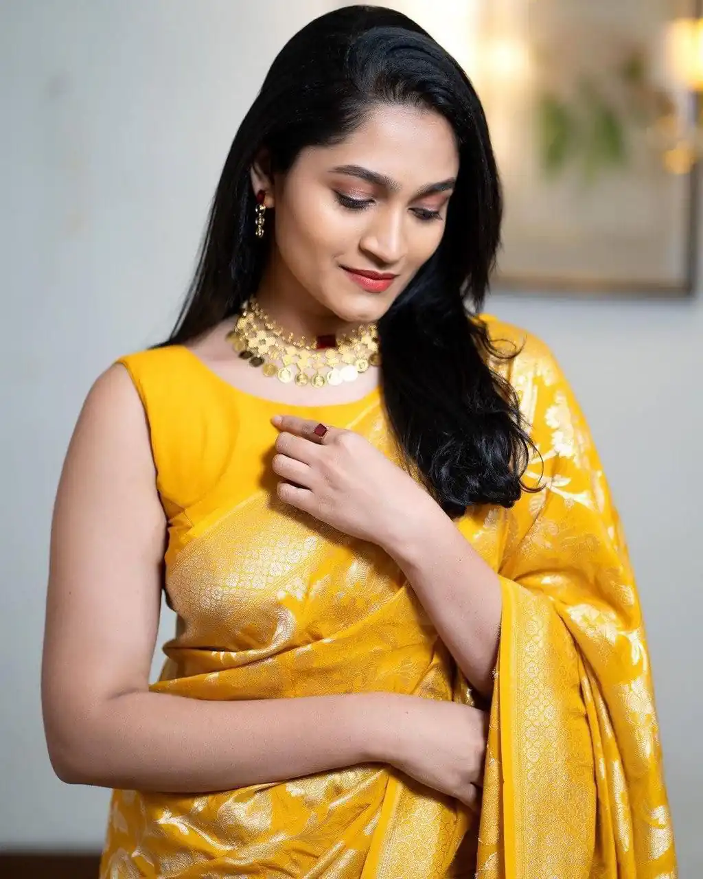 Yellow Soft Lichi Silk With Lace Work Saree | Sarees, Bollywood Sarees, Creative Sarees, Designer Sarees, Embroidered Sarees, Ethnic Saree, Modern Digital sarees, Party Wear Sarees