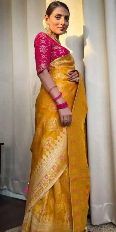 Yellow Soft Litchi Silk Kubera Pattu On All Over Saree | Sarees, Bollywood Sarees, Creative Sarees, Designer Sarees, Embroidered Sarees, Ethnic Saree, Modern Digital sarees, Party Wear Sarees