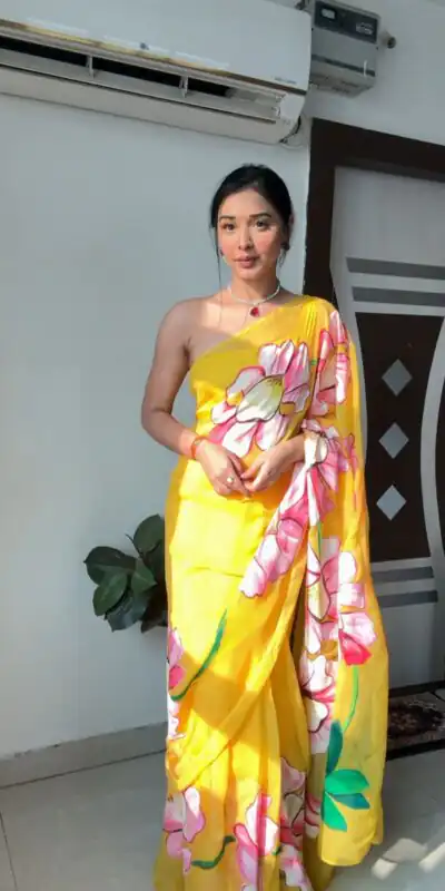 Yellow Soft Organza Silk Ready To Wear Saree | Sarees, Bollywood Sarees, Creative Sarees, Designer Sarees, Embroidered Sarees, Ethnic Saree, Modern Digital sarees, Party Wear Sarees