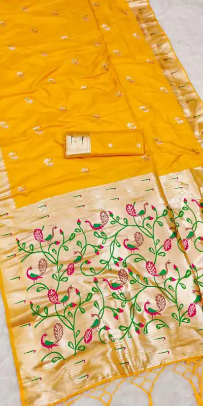 Yellow Soft Paithani Silk Lace Zari Work Saree | Sarees, Bollywood Sarees, Creative Sarees, Designer Sarees, Embroidered Sarees, Ethnic Saree, Modern Digital sarees, Party Wear Sarees