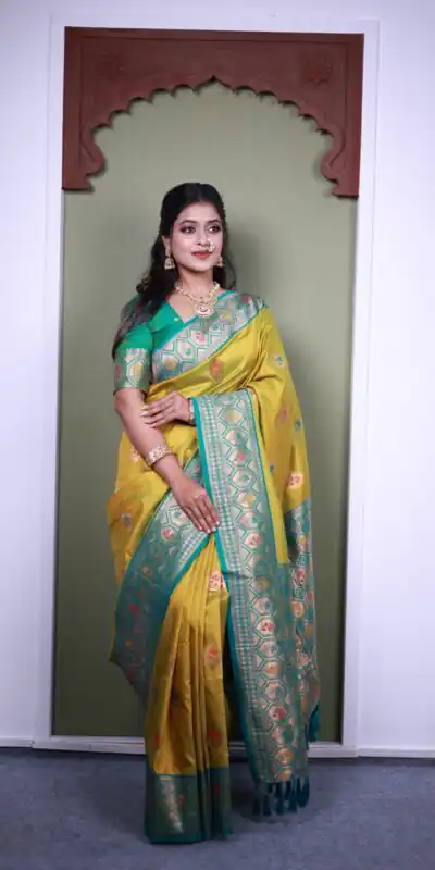 Yellow Soft Paithani Silk Zari Work Lace Saree | Sarees, Bollywood Sarees, Creative Sarees, Designer Sarees, Embroidered Sarees, Ethnic Saree, Modern Digital sarees, Party Wear Sarees