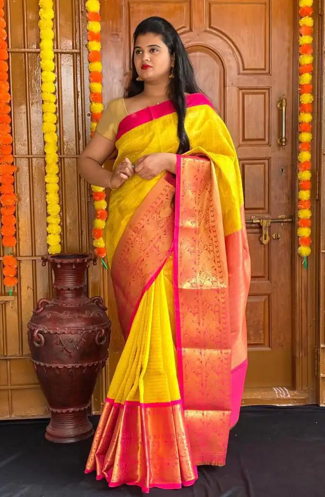 Yellow Soft Silk Jacquard All Over Saree | Sarees, Bollywood Sarees, Creative Sarees, Designer Sarees, Embroidered Sarees, Ethnic Saree, Modern Digital sarees, Party Wear Sarees