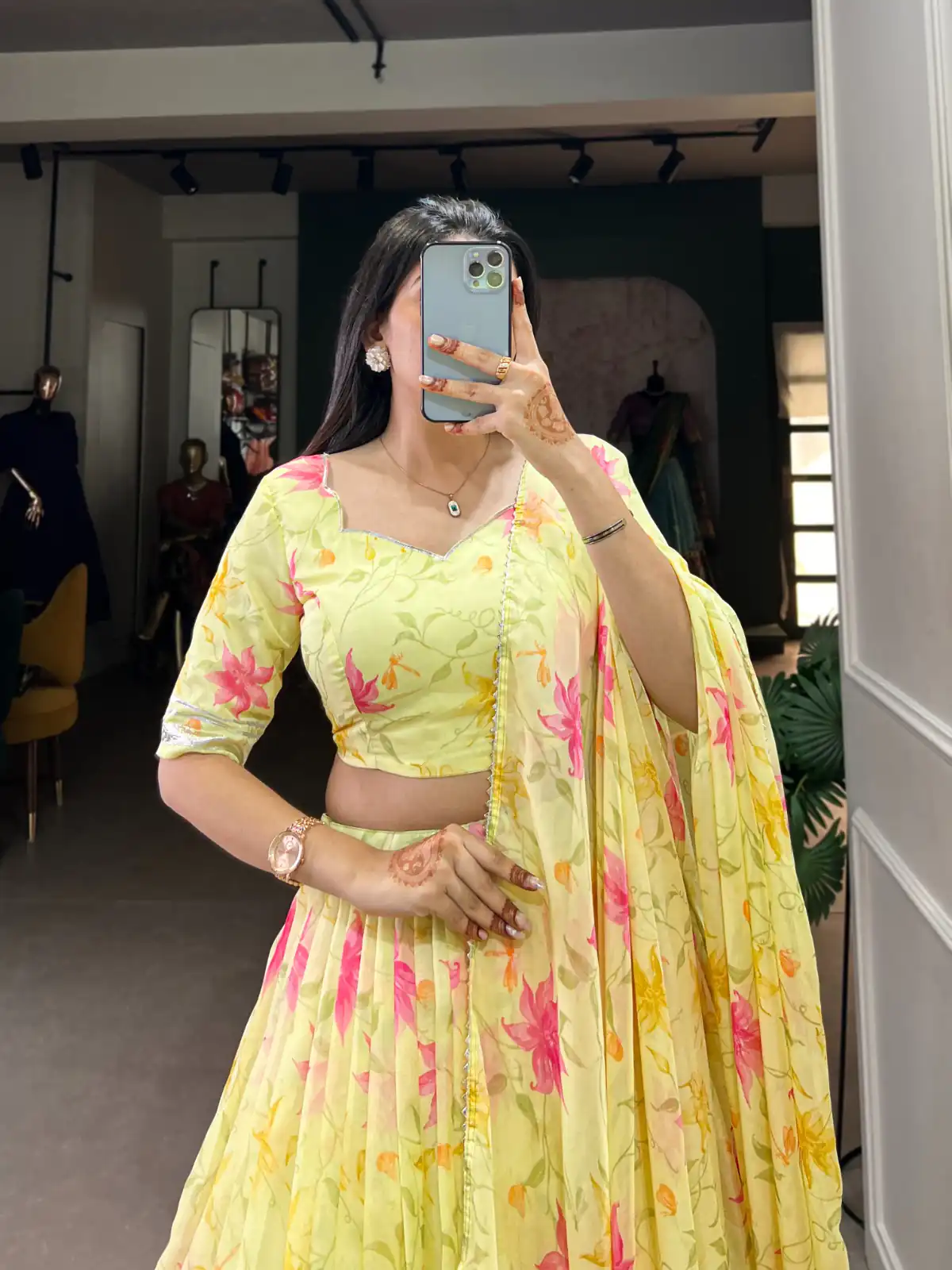 Yellow Tabby Silk Lace Work Lehenga Choli | Lehenga, Bollywood Lehenga, Creative Lehenga, Designer Lehenga, Embroidered Lehenga, Party Wear Lehenga