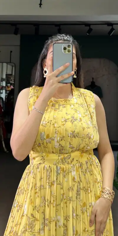 Yellow Weightless Marbal Floral Print Gown | Gowns, Bollywood Gowns, Creative Gowns, Designer Gowns, Embroidered Gowns, Party Wear Gowns
