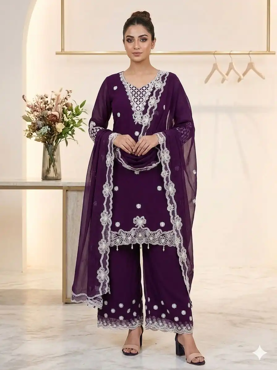 LG 2119 Wine in Georgette Work Embroidery Work & Sequins Work Salwar Suit . Grab it for ₹1999. Delivery 4-6 Working Days. Shop now. | Jump Suits, Salwar suit, Casual Suits, Creative suits, Designer Suits, Palazzo Suits, Party Wear Suits, Patiala Suits, Straight Suits