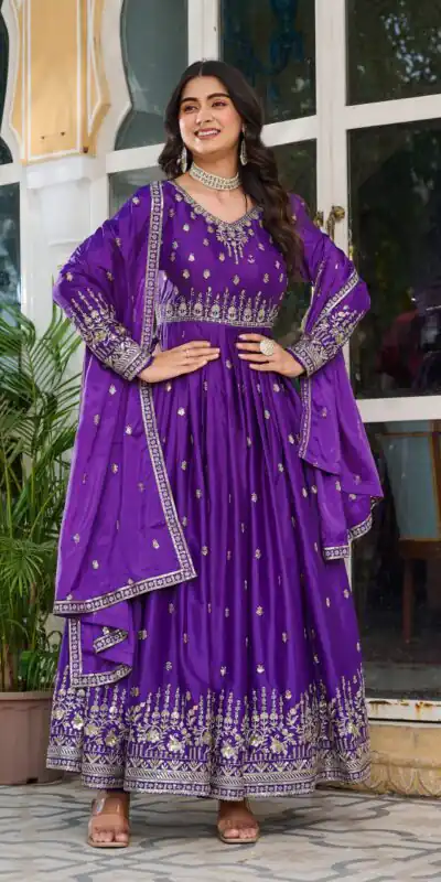 SP 12 Purple in American Silk Sequins Work & Thread Embroidery Gown . Introductory Price βΉ2399. Delivery 4-6 Working Days. Shop now. | Gowns, Bollywood Gowns, Creative Gowns, Designer Gowns, Embroidered Gowns, Party Wear Gowns