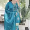 Beautiful Sky Blue Faux Georgette Sequins Salwar Suit