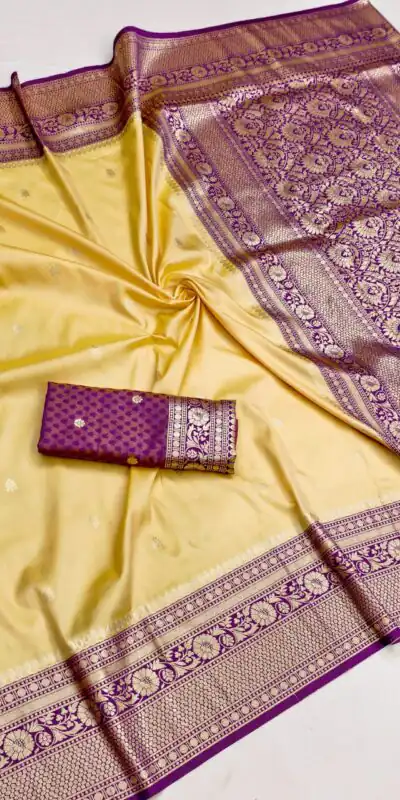 MB 6079 Cream Soft Banarasi Silk Saree with Zari Work & Moti Work. Introductory Price ₹1949. Delivery 4-6 Working Days. Shop now. | Sarees, Bollywood Sarees, Creative Sarees, Designer Sarees, Embroidered Sarees, Ethnic Saree, Modern Digital sarees, Party Wear Sarees