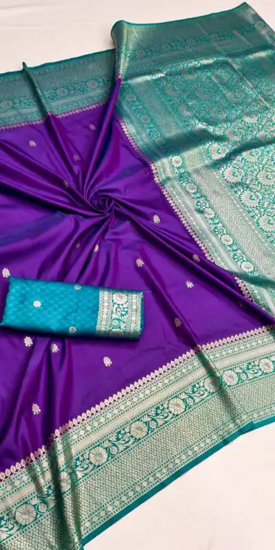 MB 6079 Purple Soft Banarasi Silk Saree with Zari Work & Moti Work. Introductory Price ₹1949. Delivery 4-6 Working Days. Shop now. | Sarees, Bollywood Sarees, Creative Sarees, Designer Sarees, Embroidered Sarees, Ethnic Saree, Modern Digital sarees, Party Wear Sarees