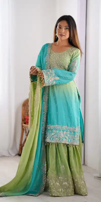 SP 01 Green Color Chinon Silk Designer Work Salwar Suit in Get it for ₹2499. Delivery 4-6 Working Days. Best Online Shop now. | Jump Suits, Salwar suit, Casual Suits, Creative suits, Designer Suits, Palazzo Suits, Party Wear Suits, Patiala Suits, Straight Suits