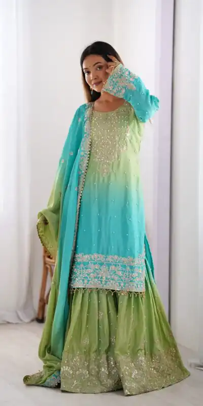 SP 01 Green Color Chinon Silk Designer Work Salwar Suit in Get it for ₹2499. Delivery 4-6 Working Days. Best Online Shop now. | Jump Suits, Salwar suit, Casual Suits, Creative suits, Designer Suits, Palazzo Suits, Party Wear Suits, Patiala Suits, Straight Suits
