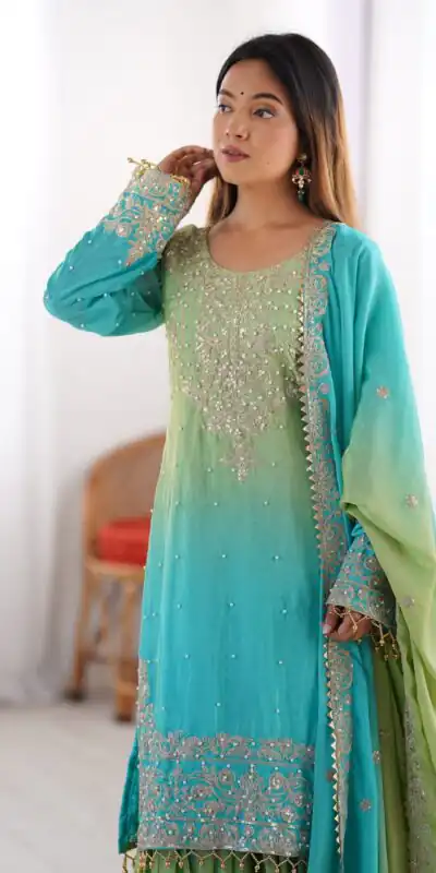 SP 01 Green Color Chinon Silk Designer Work Salwar Suit in Get it for ₹2499. Delivery 4-6 Working Days. Best Online Shop now. | Jump Suits, Salwar suit, Casual Suits, Creative suits, Designer Suits, Palazzo Suits, Party Wear Suits, Patiala Suits, Straight Suits
