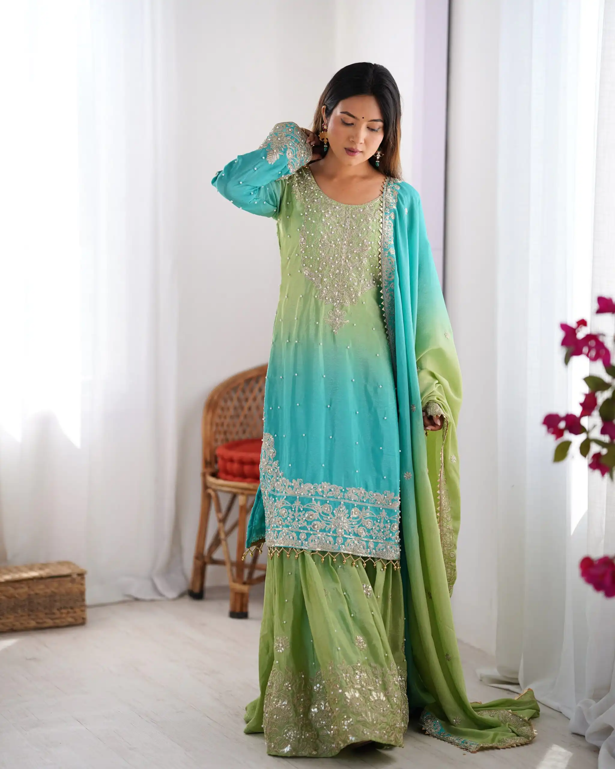 SP 01 Green Color Chinon Silk Designer Work Salwar Suit in Get it for ₹2499. Delivery 4-6 Working Days. Best Online Shop now. | Jump Suits, Salwar suit, Casual Suits, Creative suits, Designer Suits, Palazzo Suits, Party Wear Suits, Patiala Suits, Straight Suits