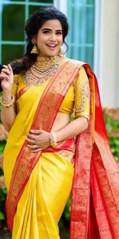 KP 2092 Yellow Color Yellow Soft Lichi Silk Saree with Jacquard Work. Best Price ₹1449. Delivery 4-6 Working Days. Shop now. | Sarees, Bollywood Sarees, Creative Sarees, Designer Sarees, Embroidered Sarees, Ethnic Saree, Modern Digital sarees, Party Wear Sarees