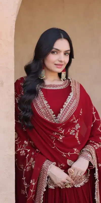 KA 1256 Maroon Faux Blooming Gown Perfect for Wedding, Party, Pongal, Raksha Bandhan, Mehendi –. Introductory Price ₹2549. Delivery 4-6 Working Days | Gowns, Bollywood Gowns, Creative Gowns, Designer Gowns, Embroidered Gowns, Party Wear Gowns