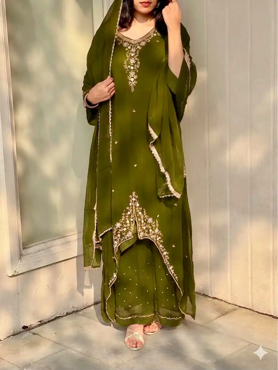 VLM 322 Mahendi Georgette Salwar Suit Perfect for Wedding, Party, Housewarming, Durga Puja, Festival Celebrations – . Grab it for ₹1949. Delivery 4-6 Workin | Jump Suits, Salwar suit, Casual Suits, Creative suits, Designer Suits, Palazzo Suits, Party Wear Suits, Patiala Suits, Straight Suits